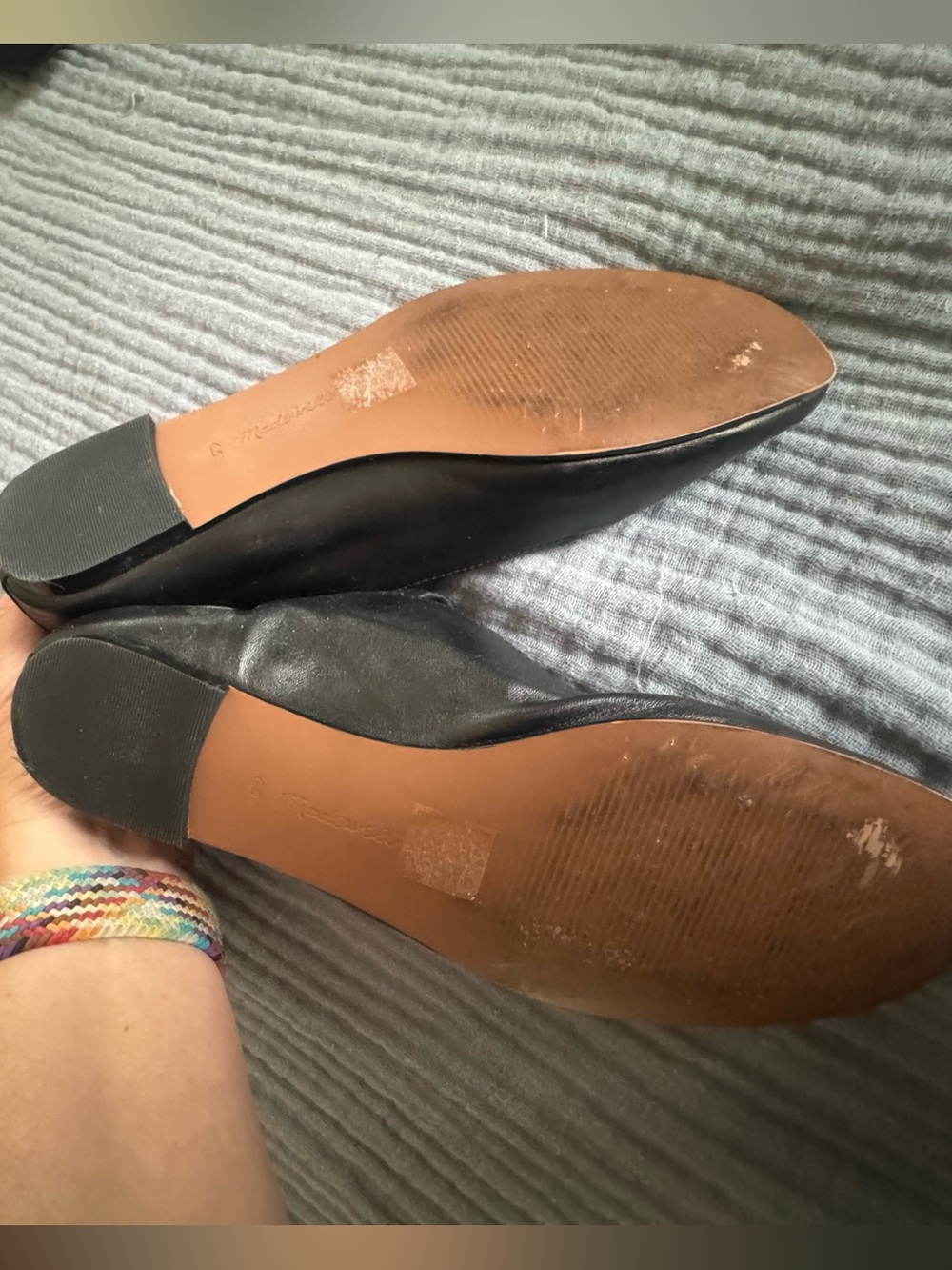Madewell Greta Black Leather Mary Jane Flats Square Toe Size 6.5 - Picture 6 of 8